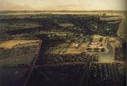 unknow artist, one of four bird-s eye panoramas of Dunham Massey Hall